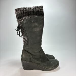 UGG Australia Skylair Black Gray Winter Wedge Mid Calf Boots 1936 Women's Size 7